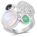 5.90 Carat Genuine Multi Stone .925 Sterling Silver Ring