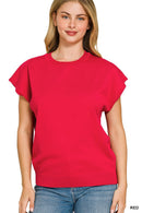 Zenana Viscose Round-neck Short Sleeve Sweater