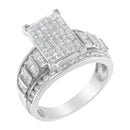 14K White Gold 2.0 Cttw Mixed-Cut Diamond Rectangle Invisible-Set Composite Cluster Ring with Bar- and Channel-Set Band (H-I Color, SI2-I1 Clarity) - Size 5