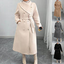 New Winter Womens Double-breasted Wool Coat With An Asymmetrical Collar