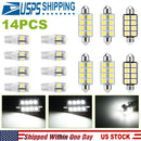 14Pcs T10 41mm Festoon LED Light Bulb Interior Dome Map LED Lights License Plate Trunk Side Positioning Lights 6000K White