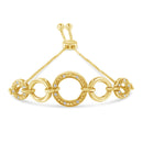 10K Yellow Gold over .925 Sterling Silver Diamond Accented Graduated Infinity Open Circle 6â€-9â€ Adjustable Bolo Bracelet