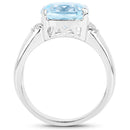 4.58 Carat Genuine Blue Topaz and White Topaz .925 Sterling Silver Ring