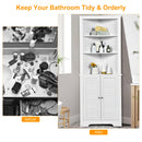 Free Standing Tall Bathroom Corner Storage Cabinet with 3 Shelves