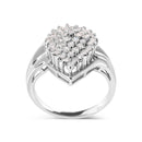 10K White Gold 1/2 Cttw Diamond Pear Shaped Cluster Ring (H-I Color, I1-I2 Clarity) - Ring Size 7