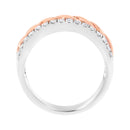 10K White and Rose Gold 1/3 Cttw Diamond Split Shank and Infinity Ribbon Band Ring (I-J Color, I1-I2 Clarity) - Size 6