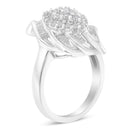 .925 Sterling Silver Â¾ Cttw Round and Baguette Cut Diamond Stair-Stepped Cluster Waterfall Cocktail Ring (I-J Color, I2-I3 Clarity) - Size 6