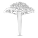 .925 Sterling Silver Â¾ Cttw Round and Baguette Cut Diamond Stair-Stepped Cluster Waterfall Cocktail Ring (I-J Color, I2-I3 Clarity) - Size 6