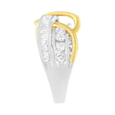 10K White and Yellow Gold 1 1/10 cttw Channel-Set Diamond Bypass Band Ring (J Color, I3 Clarity) - Size 7