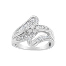 10K White Gold 1/2 cttw Diamond Cluster Ring (H-I Clarity, I2-I3 Color) - Size 6