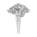 10K White Gold 1/2 Cttw Round and Baguette-Cut "S" Shaped Bypass Cocktail Ring (I-J Color, I1-I2 Clarity) - Size 7