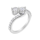 10K White Gold Two-Stone Miracle-Set Diamond Bypass Ring (1 Cttw, H-I Color, I1-I2 Clarity) - Size 6