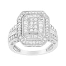 .925 Sterling Silver Round and Baguette Diamond Cathedral Ring (0.75 Cttw, H-I Color, I2-I3 Clarity) - Size 7