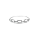 .925 Sterling Silver Diamond Accent Paperclip Band Ring (I-J Color, I2-I3 Clarity) - Ring Size 6