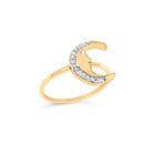 10K Yellow Gold 1/10 Cttw Diamond Crescent Moon Ring (I-J Color, I1-I2 Clarity) - Ring Size 6
