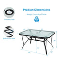 55 x 35 Inch Patio Dining Rectangle Tempered Glass Table with Umbrella Hole