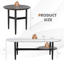 Set of 2 Modern Nesting Coffee Table with Extra Storage Shelf-White