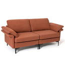 Modern Fabric Loveseat Sofa for with Metal Legs and Armrest Pillows