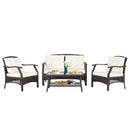 4 Pieces Outdoor Rattan Conversation Set with Protective Cover