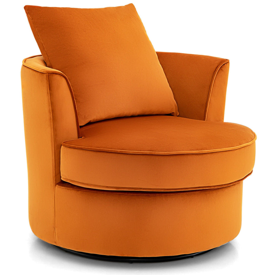 Modern 360¬∞ Swivel Barrel Chair with No Assembly Needed-Orange