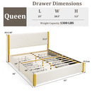 Full Size/Queen Size Upholstered Bed Frame with Adjustable Headboard and 4 Drawers