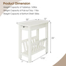 2-Tier End Table with Pull-out Tray and Solid Rubber Wood Legs