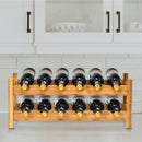 2-Tier 12 Bottles Bamboo Storage Shelf Wine Rack