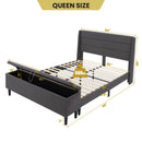 Full/Queen Size Upholstered Platform Bed Frame with Storage Ottoman