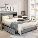 Bed Frame Mattress Foundation with 4 Storage Drawers