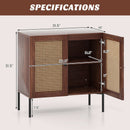 Kitchen Sideboard with 2 Rattan Doors and Adjustable Shelf