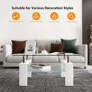 Rectangular Tempered Glass Coffee Table with Shelf