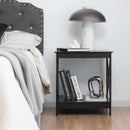 2-Tier Side Table with X-shape Design and 4 Solid Legs