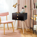 Modern Nightstand Bedside Table Mid Century with 2 Drawers-Natural