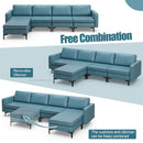 Modular L-shaped Sectional Sofa with Reversible Ottoman and 2 USB Ports