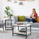 Set of 2 Nesting End Tables with Storage Shelf-White