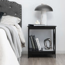 2-Tier Side Table with X-shape Design and 4 Solid Legs