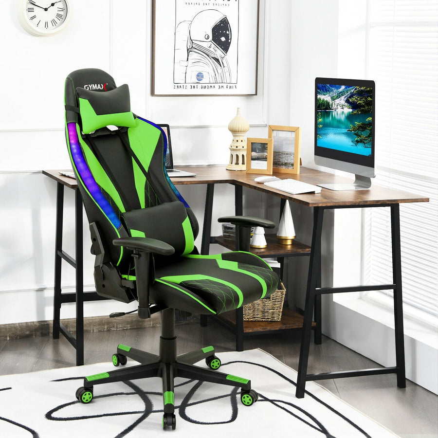 Gaming Chair Adjustable Swivel Computer Chair with Dynamic LED Lights