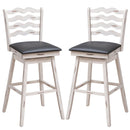 360° Swivel Bar Stools with Rubber Wood Frame and Ergonomic Backrest and Footrest