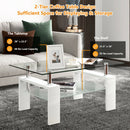 Rectangular Tempered Glass Coffee Table with Shelf