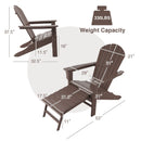 Patio HDPE Adirondack Chair with Retractable Ottoman