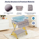 Baby Changing Table with Safety Belt and 4-side Defence-Gray