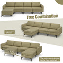 Modular L-shaped Sectional Sofa with Reversible Ottoman and 2 USB Ports