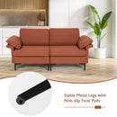 Modern Fabric Loveseat Sofa for with Metal Legs and Armrest Pillows
