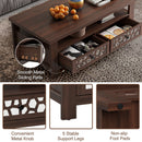 3-tier Coffee Table with 2 Drawers and 5 Support Legs