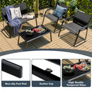 4 Pieces Patio Furniture Set with Armrest Loveseat Sofas and Glass Table Deck