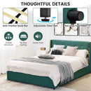 Full/Queen Size Upholstered Bed Frame with 4 Drawers-Green