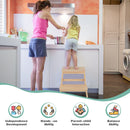 2-in-1 Multifunctional Toddler Step Stool with Safety Rail