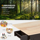 Kitchen Island Trolley Cart Wood with Drop-Leaf Tabletop and Storage Cabinet