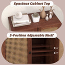 Kitchen Sideboard with 2 Rattan Doors and Adjustable Shelf