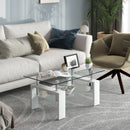 Rectangular Tempered Glass Coffee Table with Shelf